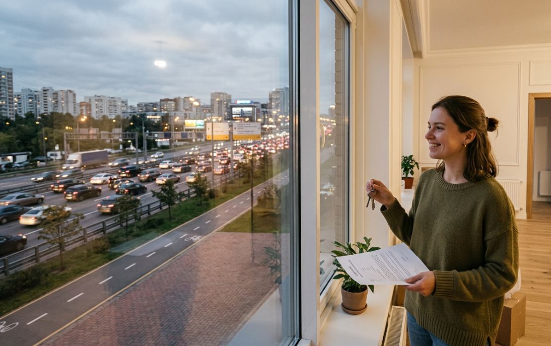 Retrato de una compradora de vivienda decepcionada con el barrio tras la mudanza