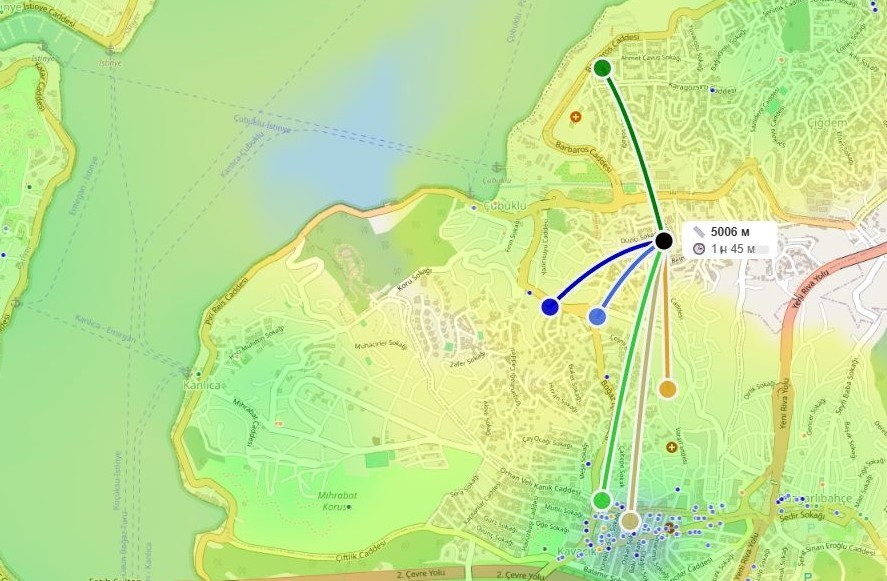 HotMap-Wärmekarte: rote Zonen am Stadtrand mit den höchsten logistischen Kosten