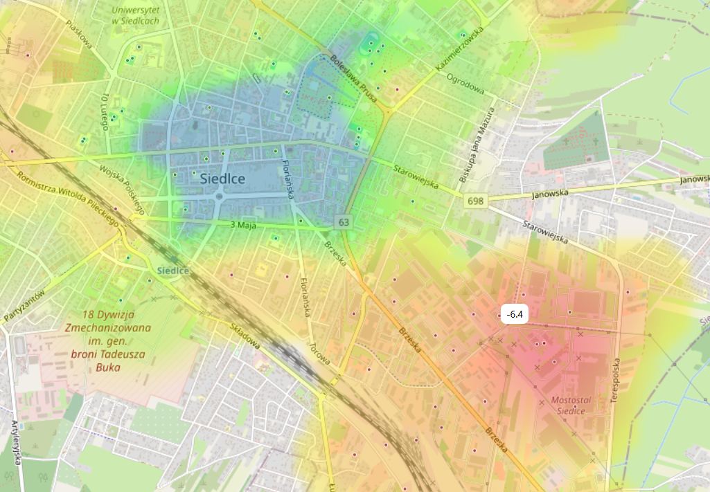 Wärmekarte des Stadtteils mit grünen Korridoren