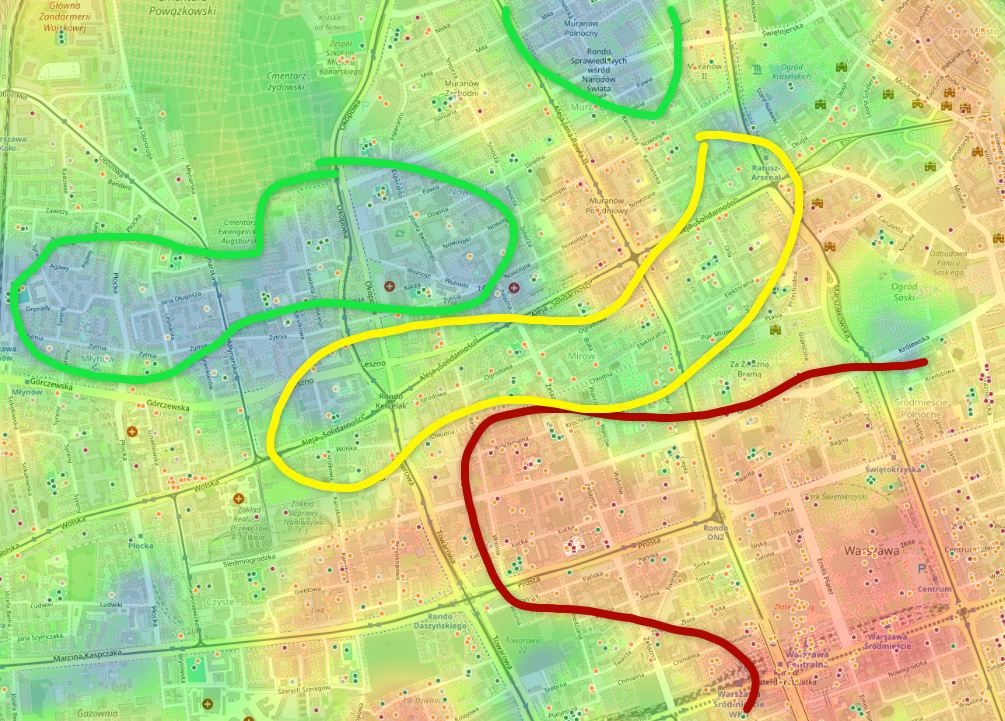 HotMap-Heatmap mit Zonen „Oase der Ruhe“, „Gemischte Zone“, „Risikozone“