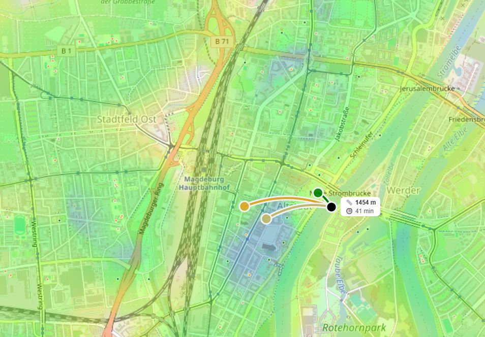 HotMap-Screenshot mit Kategorien „Schule“, „Vorschule“, „Parks“ und Wärmekarte