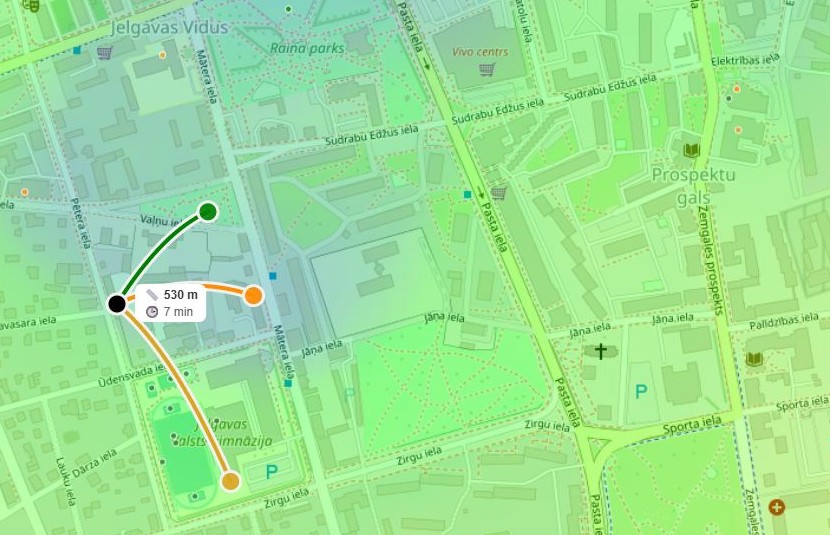 HotMap-Oberfläche mit Kategorien „Cafés“, „Schulen“, „Parks“, „Sport“